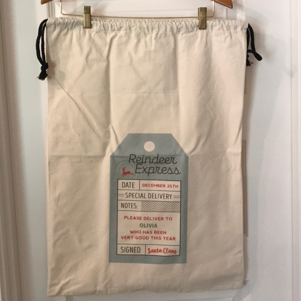EUC - Santa Present Bag Printed NAME: Olivia